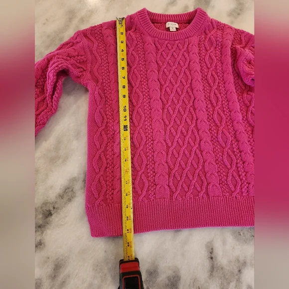 J. Crew Factory Pink Cable Knit Cotton Sweater - Women's Size Small - Picture 3 of 7